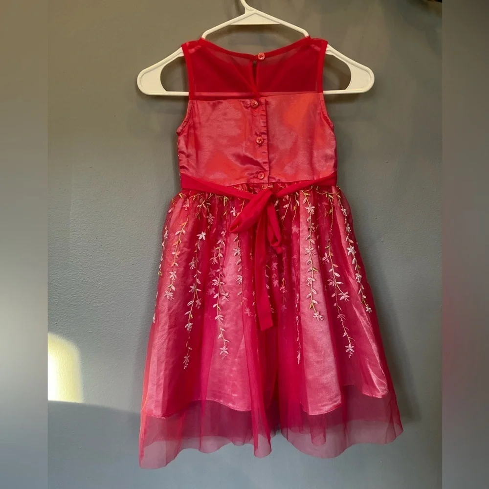 Joan Michelle embroidered Pink fashion party Dress for girls/size 5